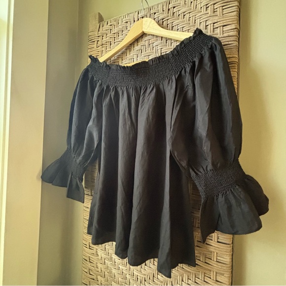 7 For All Mankind Silk Blouse - Black - Size XS - Off Shoulder - Picture 2 of 8